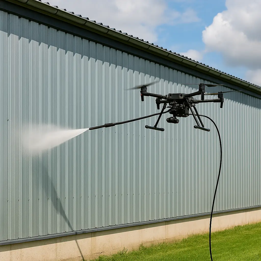 Drooniga teostatav fassaadi pesu põllumajandushoonel
