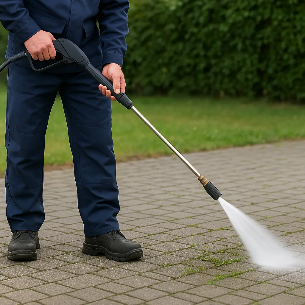 Survepesuriga teostatav umbrohu eemaldus sillutise äärest